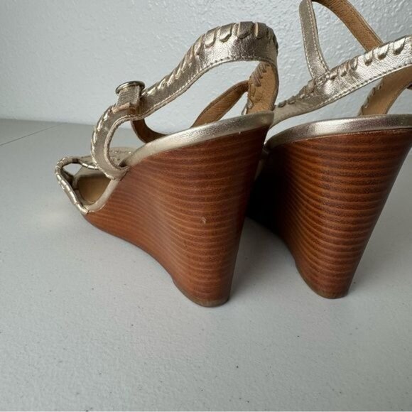 Jack Rogers Luccia stardust gold wedge heeled sandals ankle strap 10 - Picture 5 of 11